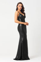 PO594 India sequin formal dress black